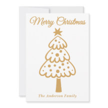 Whimsical Gold Hand getrokken kerstboom