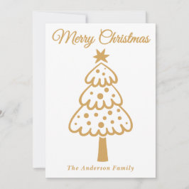 Whimsical Gold Hand getrokken kerstboom Feestdagenkaart
