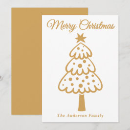 Whimsical Gold Hand getrokken kerstboom Feestdagenkaart