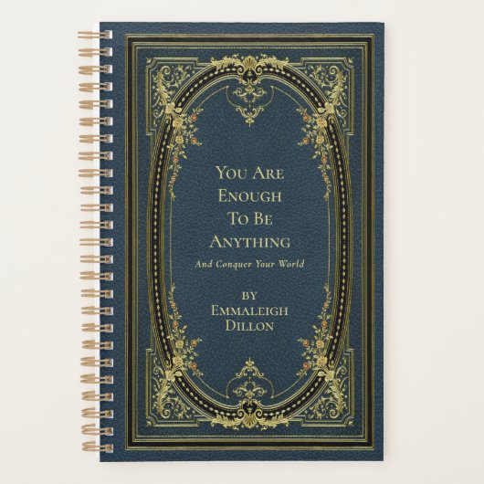 Whimsical  Gold & Light Blue Book Hoesje Planner (Voorkant)