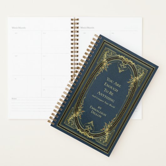 Whimsical  Gold & Light Blue Book Hoesje Planner (Display)