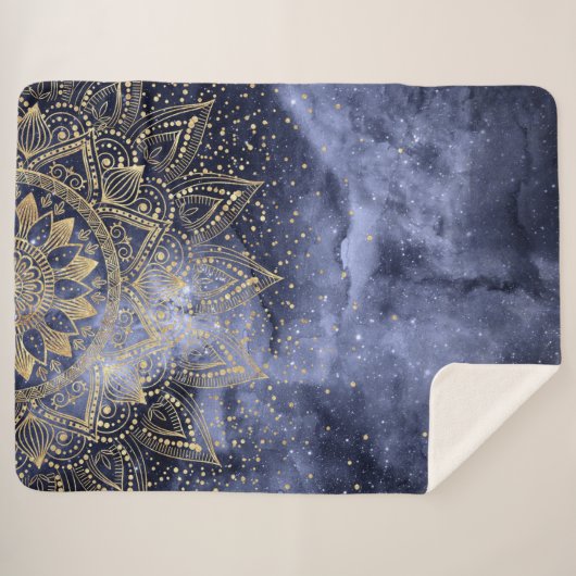 whimsical gold mandala confetti design sherpa deken (Voorkant (horizontaal))