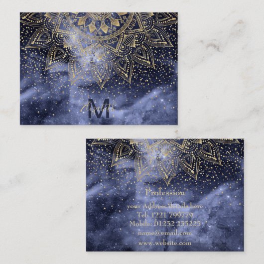 whimsical gold mandala confetti design visitekaartje (Voorkant / Achterkant)