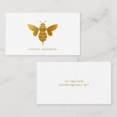Whimsical Gold Metallic Bee Gepersonaliseerd Visitekaartje (Voorkant / Achterkant)
