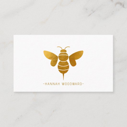 Whimsical Gold Metallic Bee Gepersonaliseerd Visitekaartje (Voorkant)