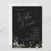 Whimsical Gold | Ontvangst van zwarte bruiloft Kaart (Voorkant)