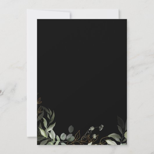 Whimsical Gold | Ontvangst van zwarte bruiloft Kaart (Achterkant)