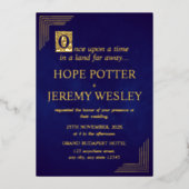 Whimsical Gold Paars Storybook Fairy Tale Castl Folie Uitnodiging (Voorkant)