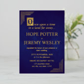 Whimsical Gold Paars Storybook Fairy Tale Castl Folie Uitnodiging (Staand Voorkant)