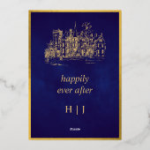 Whimsical Gold Paars Storybook Fairy Tale Castl Folie Uitnodiging (Achterkant)