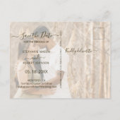 Whimsical Gold Script Fotocollage De datum opslaan Uitnodiging Briefkaart (Achterkant)