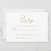 Whimsical Gold Script op witte RSVP-kaart Kaart (Voorkant)