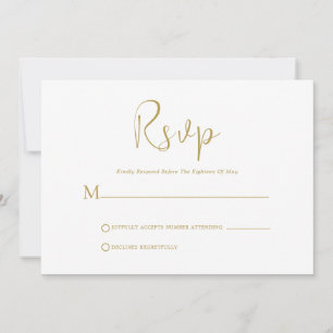 Whimsical Gold Script op witte RSVP-kaart Kaart