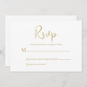 Whimsical Gold Script op witte RSVP-kaart Kaart (Voorkant / Achterkant)