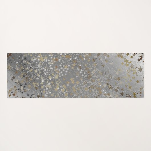 Whimsical Gold Silver Stars Glitter op Ombre Grey Yogamat (Achterkant (horizontaal))