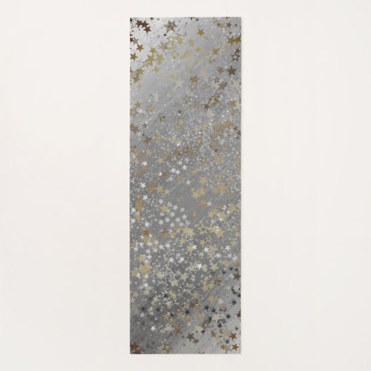 Whimsical Gold Silver Stars Glitter op Ombre Grey Yogamat (Achterkant)
