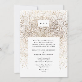 Whimsical Gold Sparkle Fantasy Monogram Weddenscha Kaart