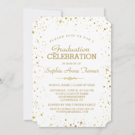 Whimsical Gold Sparkle Starry Sky Graduation Party Kaart