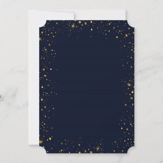 Whimsical Gold Sparkle Starry Sky Graduation Party Kaart (Achterkant)
