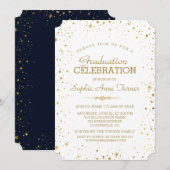 Whimsical Gold Sparkle Starry Sky Graduation Party Kaart (Voorkant / Achterkant)