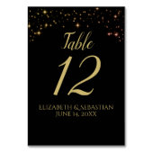 Whimsical Gold Sparkles op Black Weddenschappen Re Kaart (Voorkant)