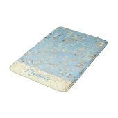Whimsical Gold Stars op Blue Personalized Badmat (Gekanteld)