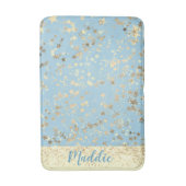 Whimsical Gold Stars op Blue Personalized Badmat (Voorkant Verticaal)