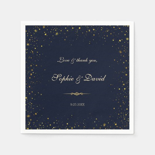 Whimsical Gold Sterrennacht Wedding Servet (Voorkant)