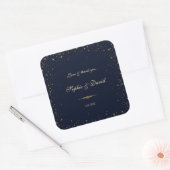 Whimsical Gold Sterrennacht Wedding Vierkante Sticker (Envelop)