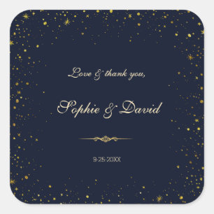 Whimsical Gold Sterrennacht Wedding Vierkante Sticker