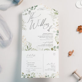Whimsical Gold Wedding of Seal and Send All In One Uitnodiging