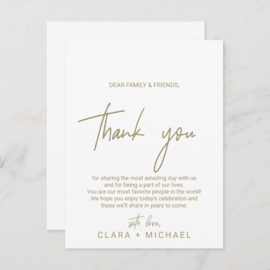 Whimsical Gold Wedding Reception Hartelijk dank Briefkaart (Voorkant / Achterkant)