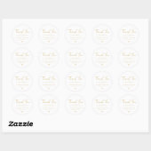 Whimsical Gold White Script Hartelijk dank voor uw Ronde Sticker (Vel)