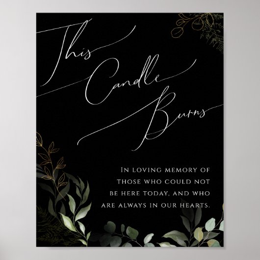 Whimsical Gold | Zwart Deze kaars branden Poster (Voorkant)