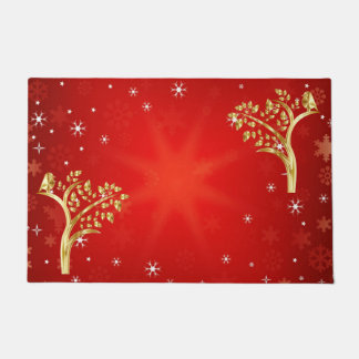 Whimsical Golden Bird Tree of Life Snowflakes Star Deurmat