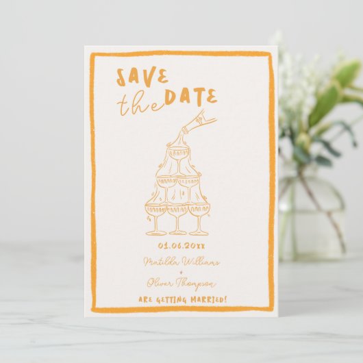 Whimsical Golden Hour Save the Date Uitnodiging (Staand voorkant)