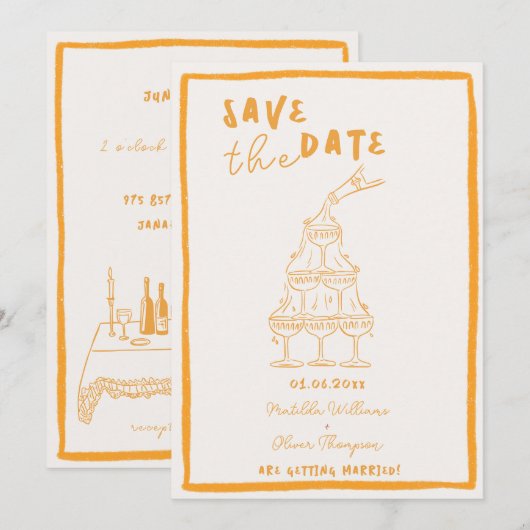 Whimsical Golden Hour Save the Date Uitnodiging (Voorkant / Achterkant)