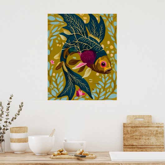Whimsical Goldfish Poster – Natuur-geïnspireerde k (Keuken)