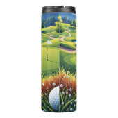 Whimsical Golf Course Landschap Illustratie Thermosbeker (Achterkant)