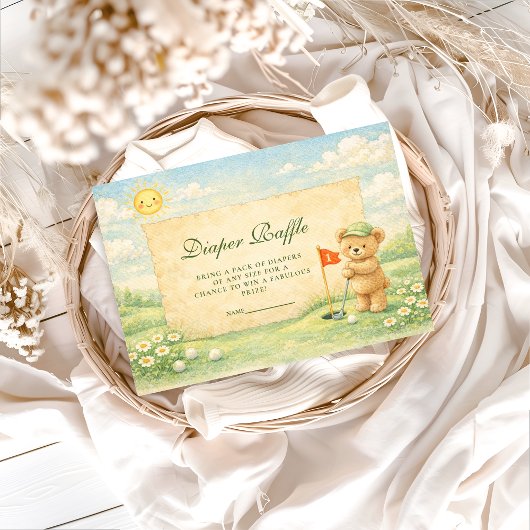 Whimsical Golf Story Diapper Raffle Informatiekaartje