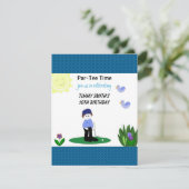 Whimsical Golfing Birthday Party Invitation Kaart (Staand voorkant)