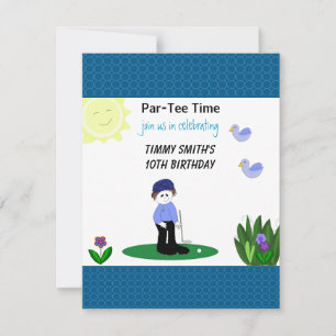 Whimsical Golfing Birthday Party Invitation Kaart