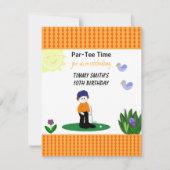 Whimsical Golfing Birthday Party Invitation Kaart (Voorkant)