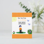 Whimsical Golfing Birthday Party Invitation Kaart (Staand voorkant)