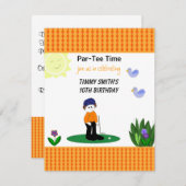 Whimsical Golfing Birthday Party Invitation Kaart (Voorkant / Achterkant)