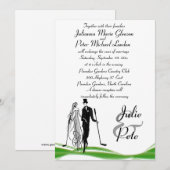Whimsical Golfing Couple Wedding Invitations Kaart (Voorkant / Achterkant)
