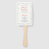 Whimsical golvende kleurrijke grens bruiloft progr handwaaier (Voorkant)