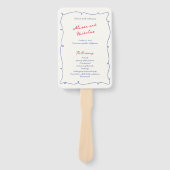 Whimsical golvende rand & script bruiloft programm handwaaier (Voorkant)