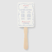 Whimsical golvende rand & script bruiloft programm handwaaier (Achterkant)