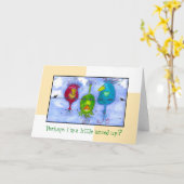 Whimsical Goofy Birds Verjaardag Kaart (Gele Bloem)
